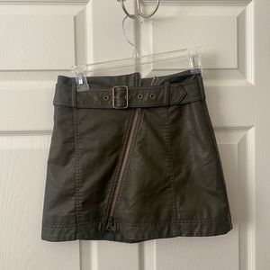 Free people dark green faux leather skirt